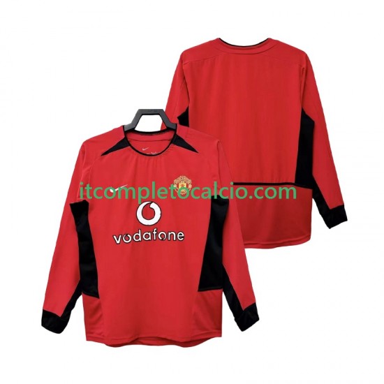 Maglia Manchester United Retro Divisa Home 2004 2002 Manica Lunga ,Uomo