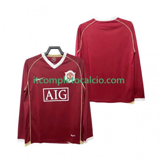Maglia Manchester United 2007 Retro Divisa Home 2006 Manica Lunga ,Uomo