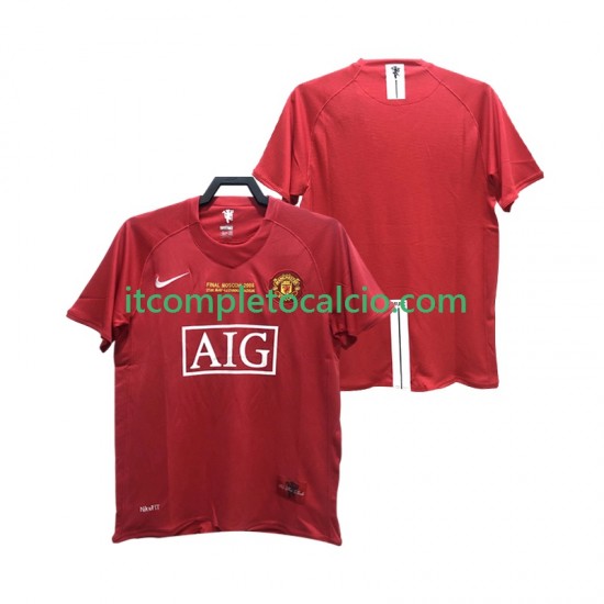 Maglia Manchester United 2007 Retro Divisa Home 2008 Manica Corta ,Uomo