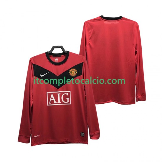 Maglia Manchester United 2009 Retro Divisa Home 2010 Manica Lunga ,Uomo