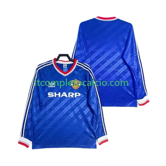 Maglia Manchester United 1986 1988 Retro Terza Divisa Manica Lunga ,Uomo