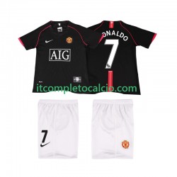 Maglia Manchester United Ronaldo 7 2007 Retro Divisa Away 2008 Manica Corta ,Bambino