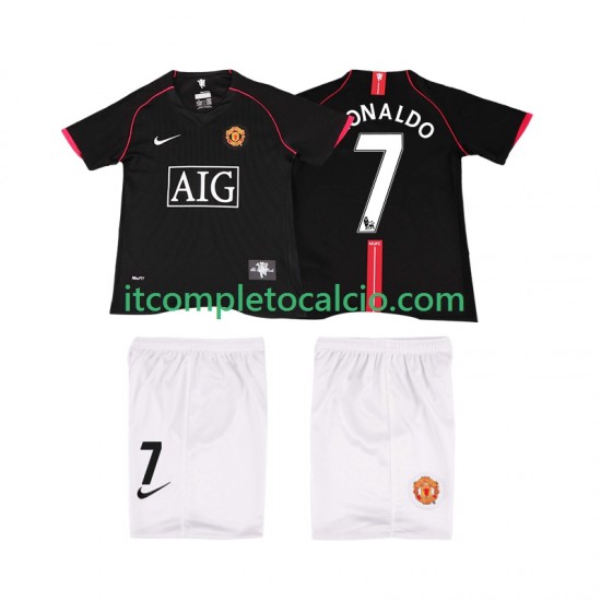 Maglia Manchester United Ronaldo 7 2007 Retro Divisa Away 2008 Manica Corta ,Bambino