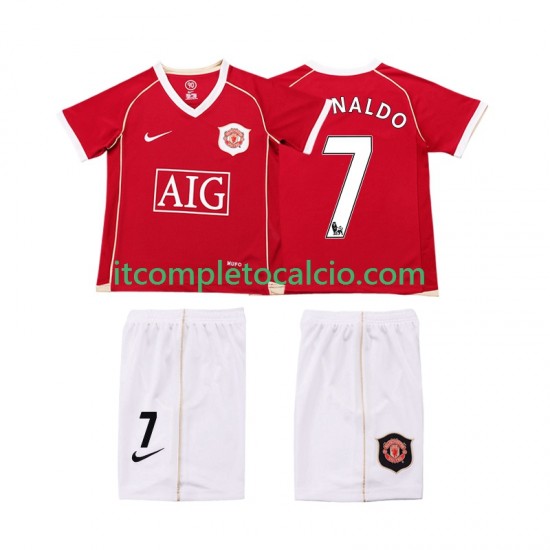 Maglia Manchester United Ronaldo 7 2007 Retro Divisa Home 2006 Manica Corta ,Bambino