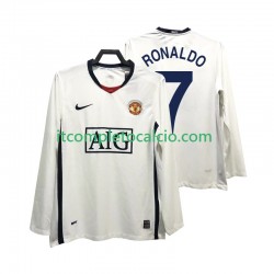 Maglia Manchester United Ronaldo 7 Premier League 2009 Retro Divisa Away 2008 Manica Lunga ,Uomo