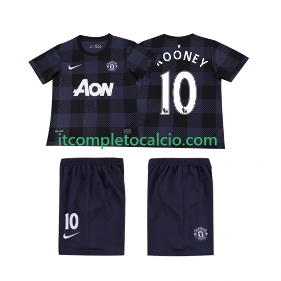 Maglia Manchester United Rooney 10 2013 2014 Retro Divisa Away Manica Corta ,Bambino