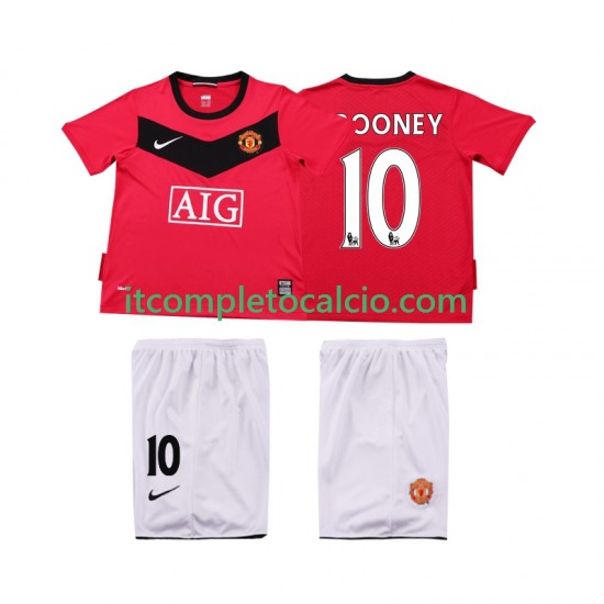 Maglia Manchester United Rooney 10 2009 Retro Divisa Home 2010 Manica Corta ,Bambino