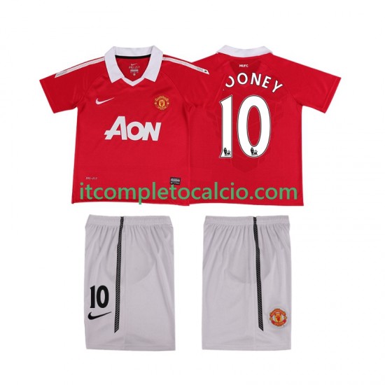 Maglia Manchester United Rooney 10 Retro Divisa Home 2011 2010 Manica Corta ,Bambino