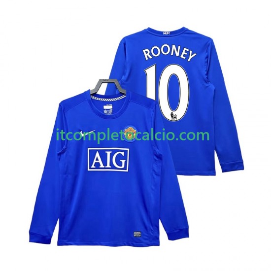 Maglia Manchester United Rooney 10 2009 Retro Terza Divisa 2008 Manica Lunga ,Uomo