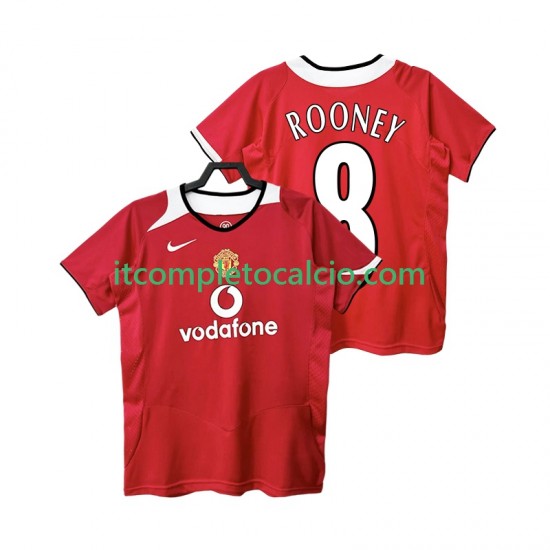 Maglia Manchester United Rooney 8 2005 Retro Divisa Home 2006 Manica Corta ,Uomo