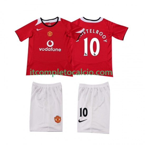 Maglia Manchester United Ruud van Nistelrooy 2005 Retro Divisa Home 2006 Manica Corta ,Bambino