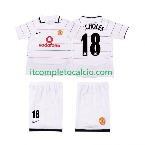 Maglia Manchester United SCHOLES 18 2003 Retro Terza Divisa 2006 Manica Corta ,Bambino