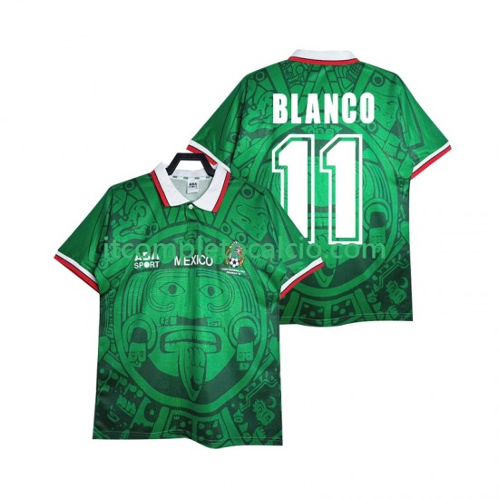 Maglia Messico BLANCO 11 Retro Divisa Home 1998 Manica Corta ,Uomo