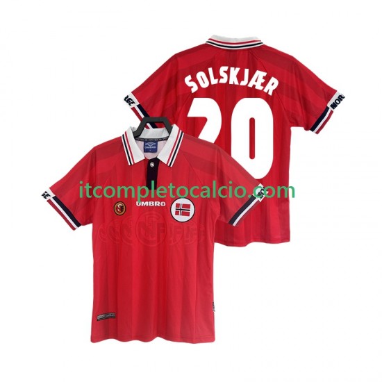 Maglia Norvegia SOLSKJAER 20 Retro Divisa Home 1998 Manica Corta ,Uomo