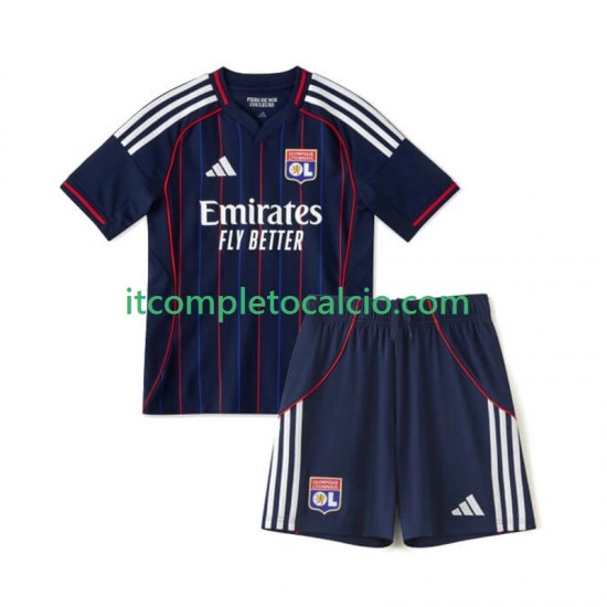 Maglia Olympique Lyonnais Divisa Away 2025-2026 Manica Corta ,Bambino