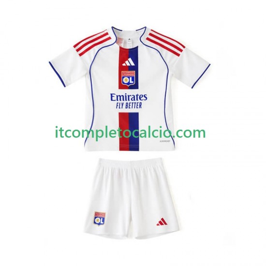 Maglia Olympique Lyonnais Divisa Home 2025-2026 Manica Corta ,Bambino