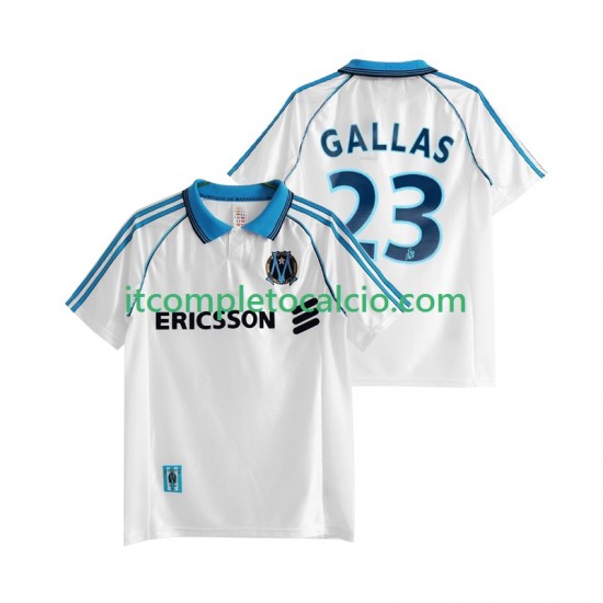 Maglia Olympique de Marseille Gallas 23 Retro Divisa Home 1998 1999 Manica Corta ,Uomo