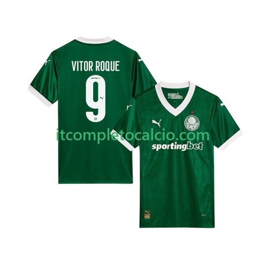Maglia Palmeiras Vitor Roque 9 Divisa Home 2025-2026 Manica Corta ,Uomo