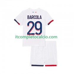Maglia Paris Saint-Germain Bradley Barcola 29 Divisa Away 2025-2026 Manica Corta ,Bambino