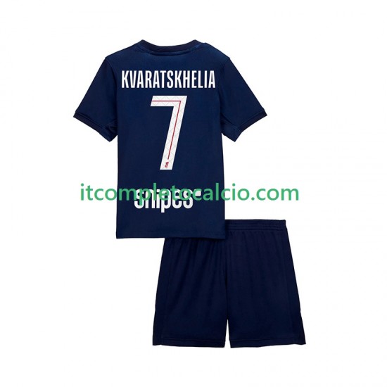 Maglia Paris Saint-Germain Khvicha Kvaratskhelia 7 Divisa Home 2025-2026 Manica Corta ,Bambino