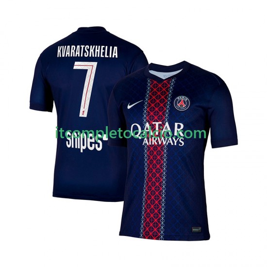 Maglia Paris Saint-Germain Khvicha Kvaratskhelia 7 Divisa Home 2025-2026 Manica Corta ,Uomo