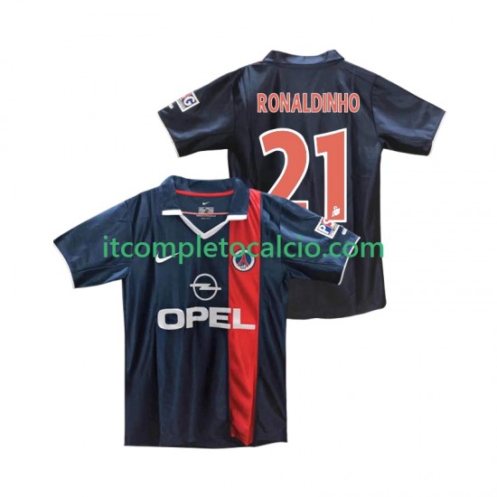 Maglia Paris Saint-Germain RONALDINHO 21 2001 Retro Divisa Home 2002 Manica Corta ,Uomo