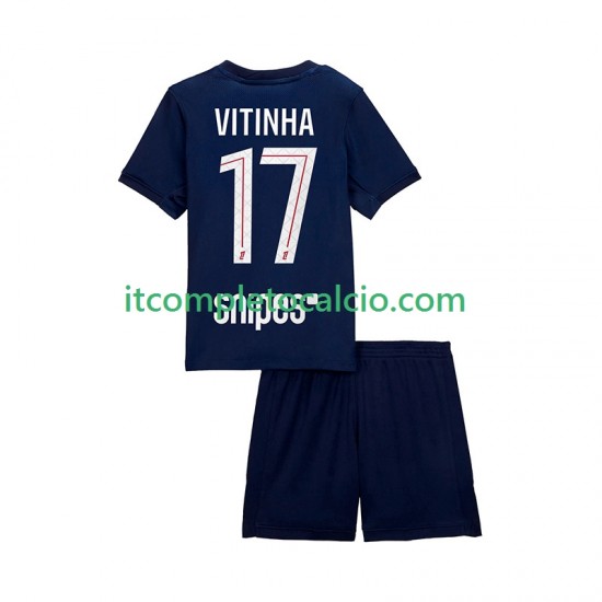 Maglia Paris Saint-Germain Vitinha 17 Divisa Home 2025-2026 Manica Corta ,Bambino