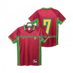 Maglia Portogallo 7 Retro Divisa Home 1998 Manica Corta ,Uomo