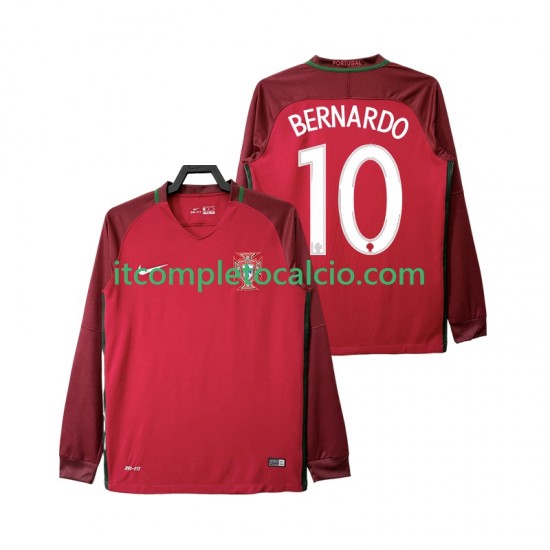 Maglia Portogallo BERNARDO 10 2016 Retro Divisa Home Manica Lunga ,Uomo