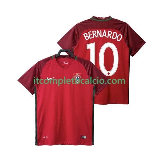 Maglia Portogallo BERNARDO 10 2016 Retro Divisa Home Manica Corta ,Uomo