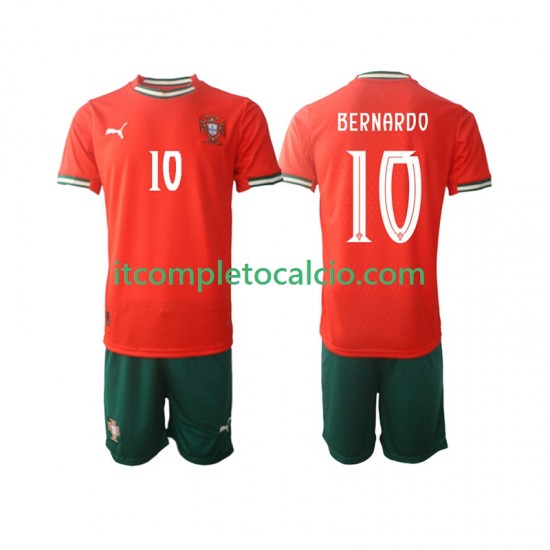 Maglia Portogallo Bernardo Silva 10 Divisa Home 2025-2026 Manica Corta ,Bambino