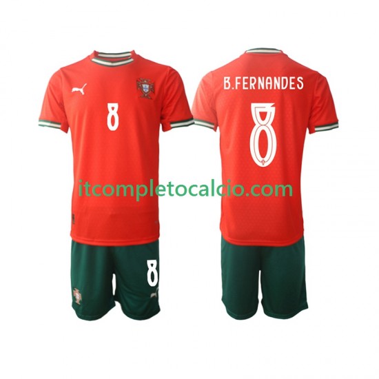 Maglia Portogallo Bruno Fernandes 8 Divisa Home 2025-2026 Manica Corta ,Bambino