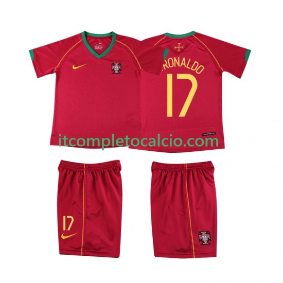 Maglia Portogallo Cristiano Ronaldo 17 Retro Divisa Home 2006 Manica Corta ,Bambino