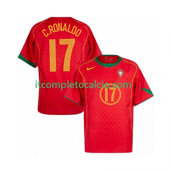 Maglia Portogallo Cristiano Ronaldo 17 Retro Divisa Home 2004 Manica Corta ,Uomo