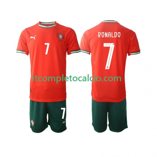 Maglia Portogallo Cristiano Ronaldo 7 Divisa Home 2025 Manica Corta ,Bambino