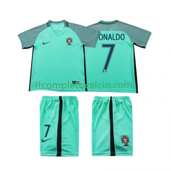 Maglia Portogallo Cristiano Ronaldo 7 2016 Retro Divisa Away Manica Corta ,Bambino