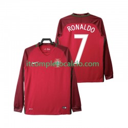 Maglia Portogallo Cristiano Ronaldo 7 2016 Retro Divisa Home Manica Lunga ,Uomo