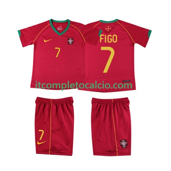Maglia Portogallo FIGO 7 Retro Divisa Home 2006 Manica Corta ,Bambino