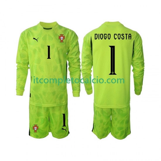 Maglia Portogallo Diogo Costa 1 Portiere Divisa Home 2025 Manica Lunga ,Bambino
