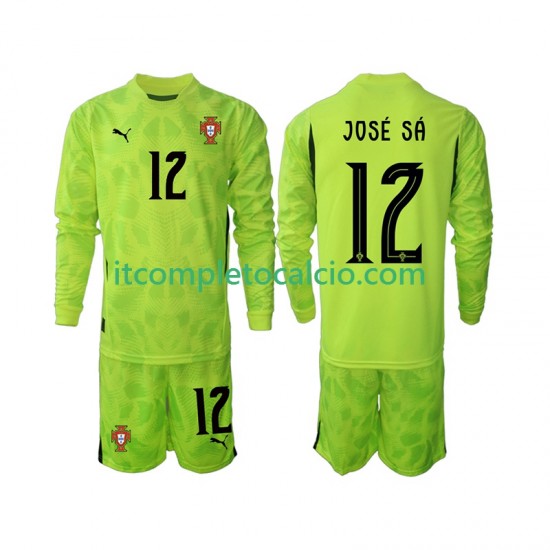 Maglia Portogallo Jose Sa 12 Portiere Divisa Home 2025 Manica Lunga ,Bambino
