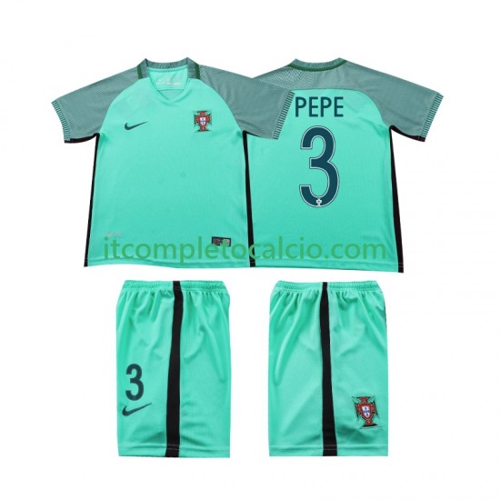 Maglia Portogallo PEPE 3 2016 Retro Divisa Away Manica Corta ,Bambino