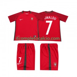 Maglia Portogallo RONALDO 7 2016 Retro Divisa Home Manica Corta ,Bambino