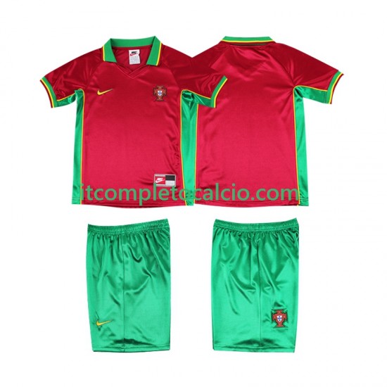 Maglia Portogallo Retro Divisa Home 1998 Manica Corta ,Bambino