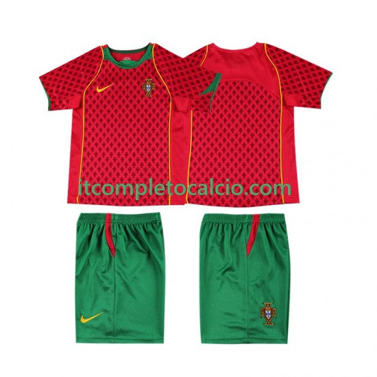 Maglia Portogallo Retro Divisa Home 2004 Manica Corta ,Bambino