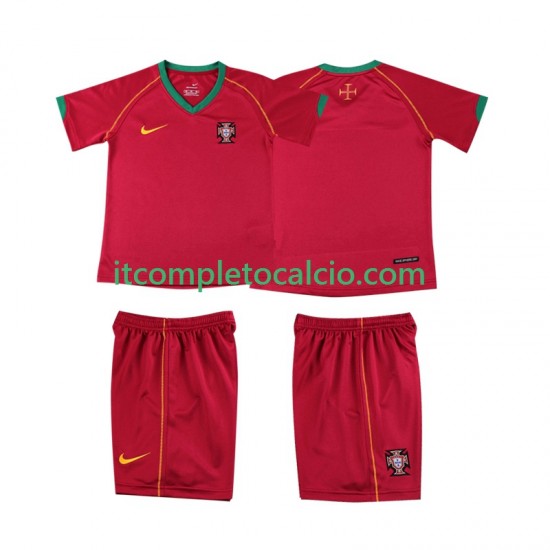 Maglia Portogallo Retro Divisa Home 2006 Manica Corta ,Bambino