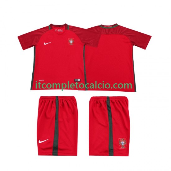 Maglia Portogallo 2016 Retro Divisa Home Manica Corta ,Bambino