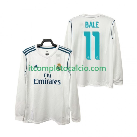 Maglia Real Madrid BALE 11 2017 2018 Retro Divisa Home Manica Lunga ,Uomo