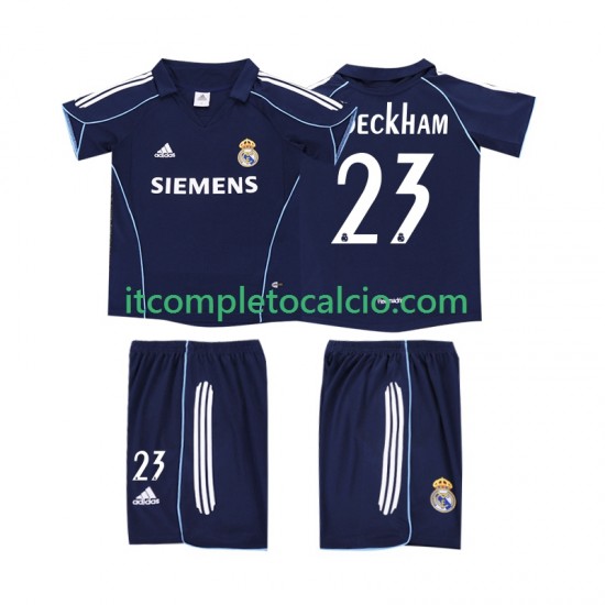 Maglia Real Madrid BECKHAM 23 2005 Retro Divisa Away 2006 Manica Corta ,Bambino