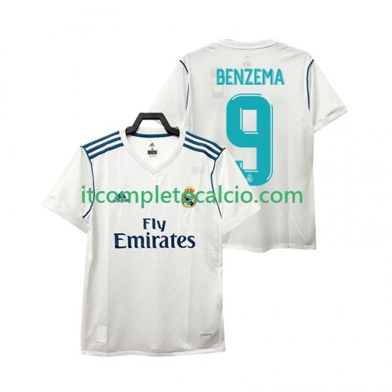 Maglia Real Madrid BENZEMA 9 2017 2018 Retro Divisa Home Manica Corta ,Uomo
