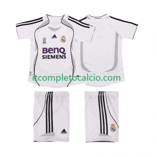 Maglia Real Madrid 2007 Retro Divisa Home 2006 Manica Corta ,Bambino